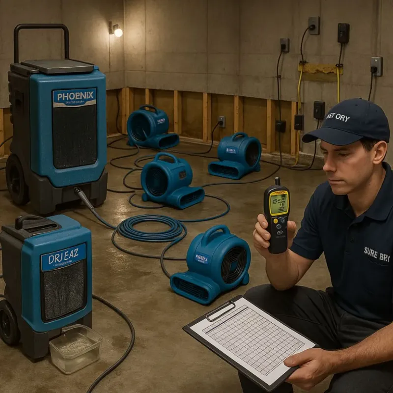 Structural Drying and Dehumidification process in Roaming Shores, OH